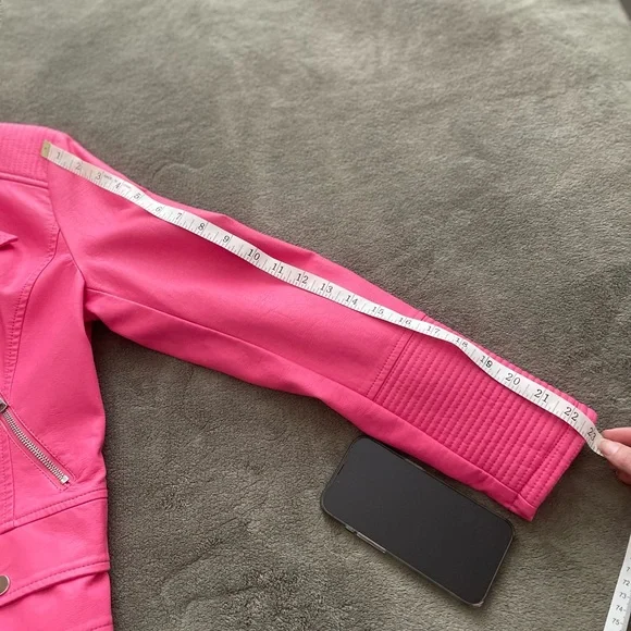 Vibrant Pink Leather Motorcycle Jacket - Picture 8 of 12